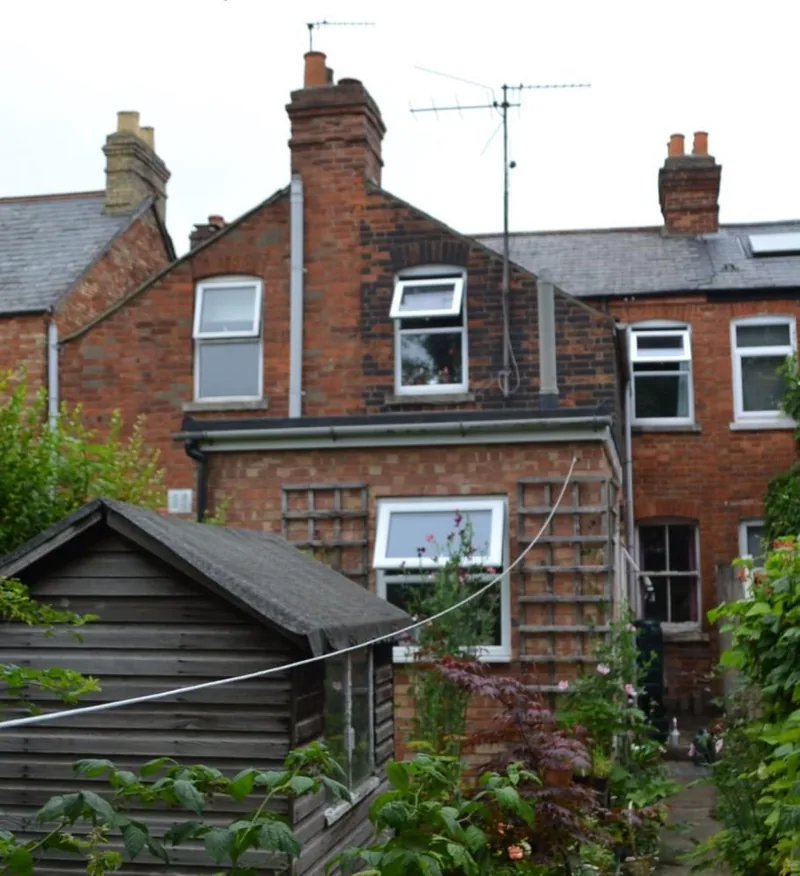 Rear elevation of the Howard Street solid-brick Victorian terrace in East Oxford